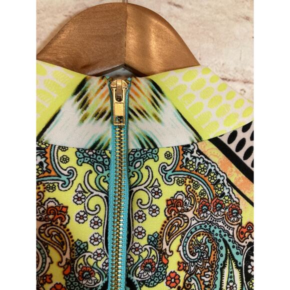 Melissa Paige Dress Womens Medium Sheath Pastel Mixed Print High Neck Stretch - Picture 16 of 16